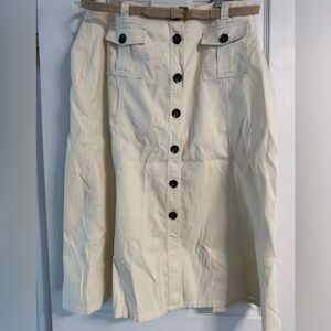 NEW Talbots Cream Skirt with Buttons and Belt